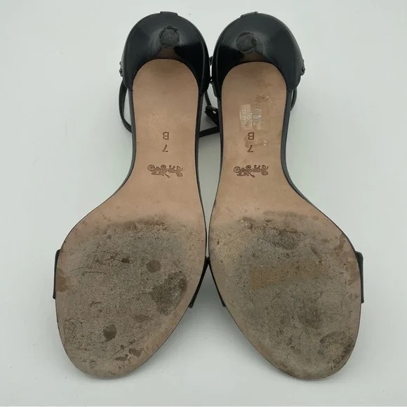 Coach Leather Monica Black Kitten Heel Sandal, Sz 7 - Picture 12 of 14
